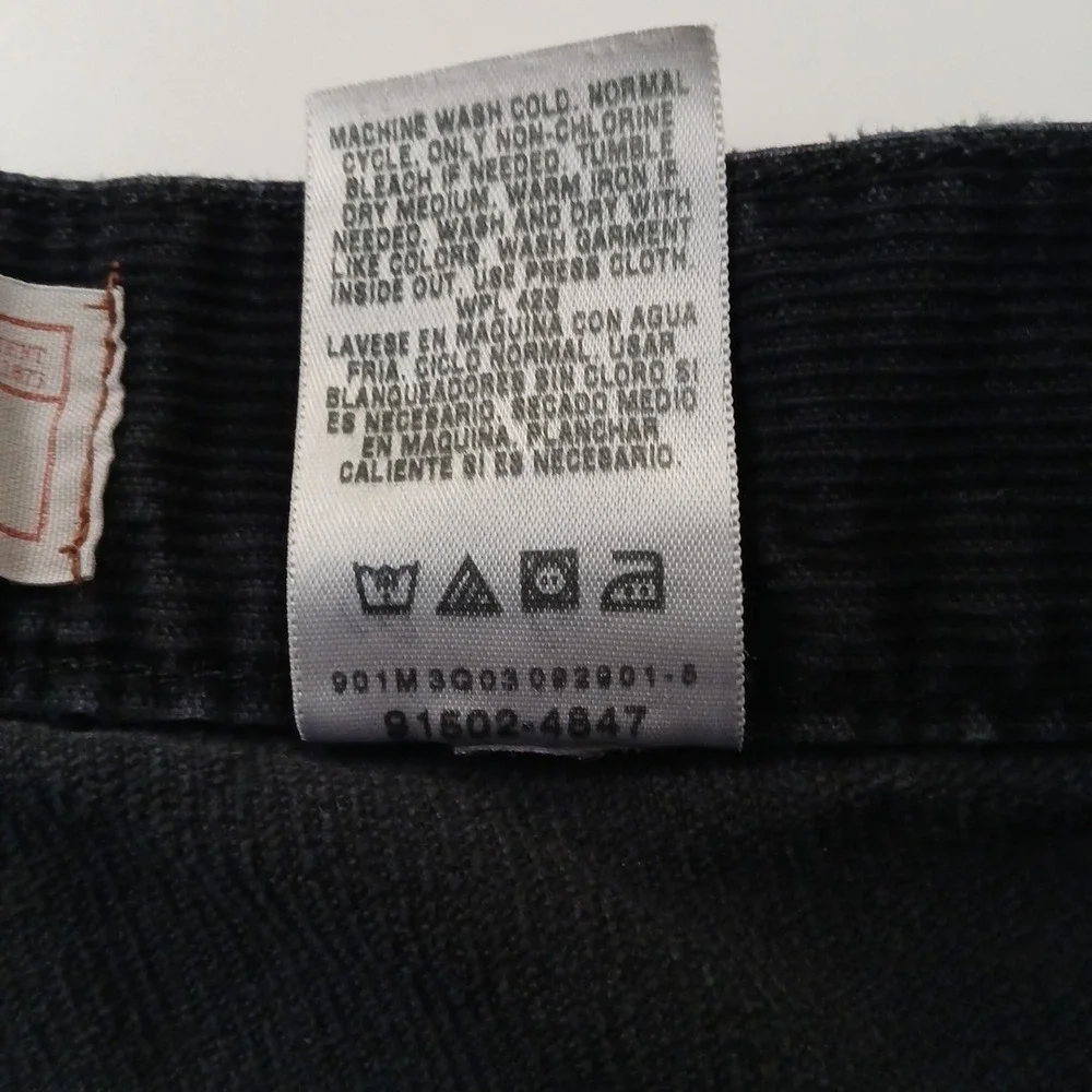 Levis 569 Corduroy‎ Low Loose Fit Jeans Mens 32X25 Black - Picture 5 of 8